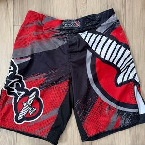Hayabusa Chikara MMA Fight Shorts Size 34 Red Black White Performance Trunks